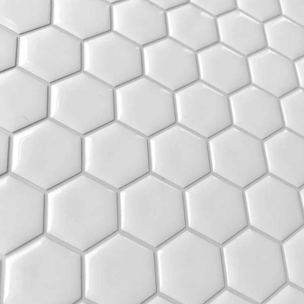 Pastilha Adesiva Cozinha Hexagonal Branca 26x24,5cm