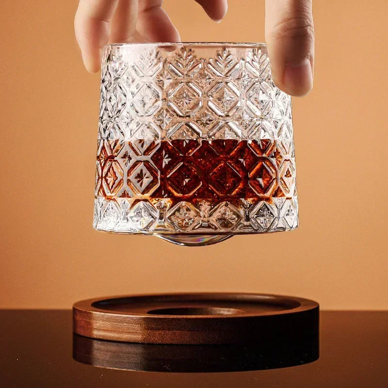 Copo de Whisky Cristal com Base Rotativo Bar em Casa