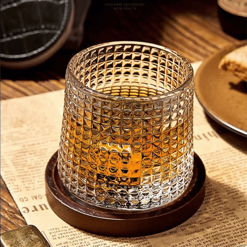 Copo de Whisky Cristal com Base Rotativo Bar em Casa