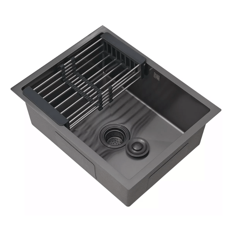 Kit Cuba Cozinha Gourmet Aço Inox C/ Torneira Flexível Preto