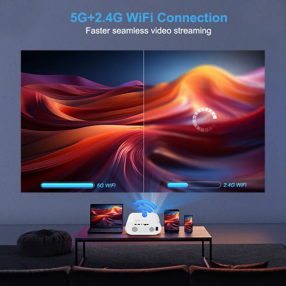 Projetor 4K PG510W Android 11 WiFi Auto Foco Keystone