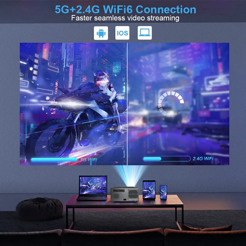 Projetor 4K PG600W WiFi LED 2K 3D