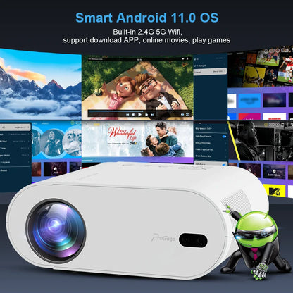 Projetor 4K PG510W Android 11 WiFi Auto Foco Keystone