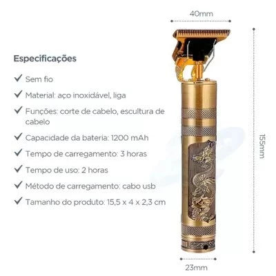 Máquina de Barbear Elétrica Profissional - Carregamento USB