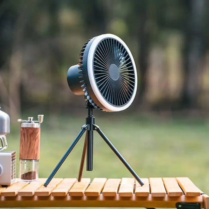 Ventilador Portátil Turbo com Tripé e Luz LED