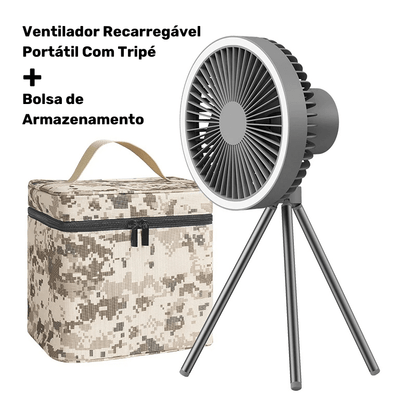 Ventilador Portátil Turbo com Tripé e Luz LED