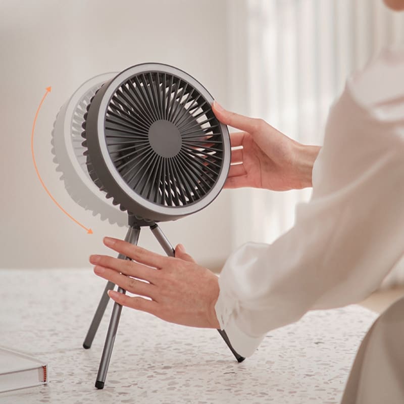 Ventilador Portátil Turbo com Tripé e Luz LED